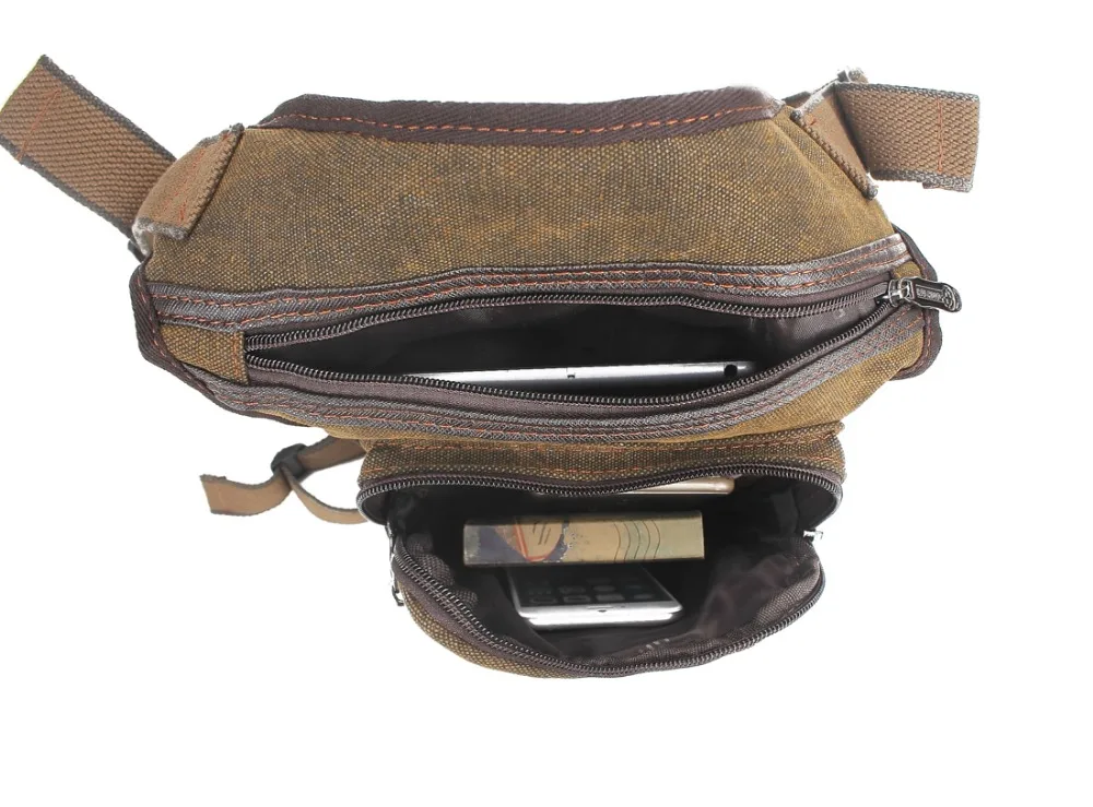 Сумка-мессенджер Мужская холщовая набедренная поясная военная тактическая |