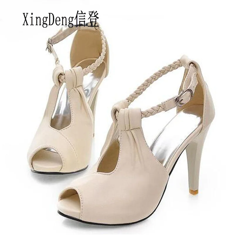 Женские босоножки на высоком каблуке XingDeng летние с ремешком щиколотке и открытым