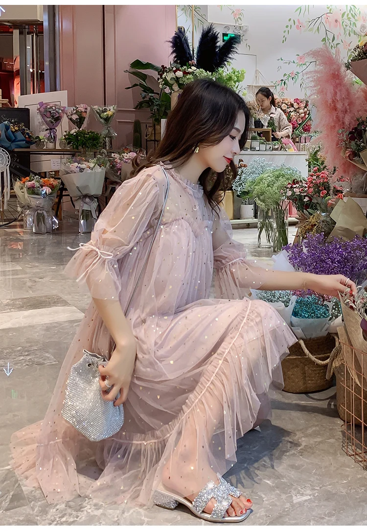 Платье oln, корейское платье Vestidos, Новое поступление,, новое летнее платье для беременных, Сетчатое платье феи, супер-Йо, домашнее украшение, цельнокроеное платье