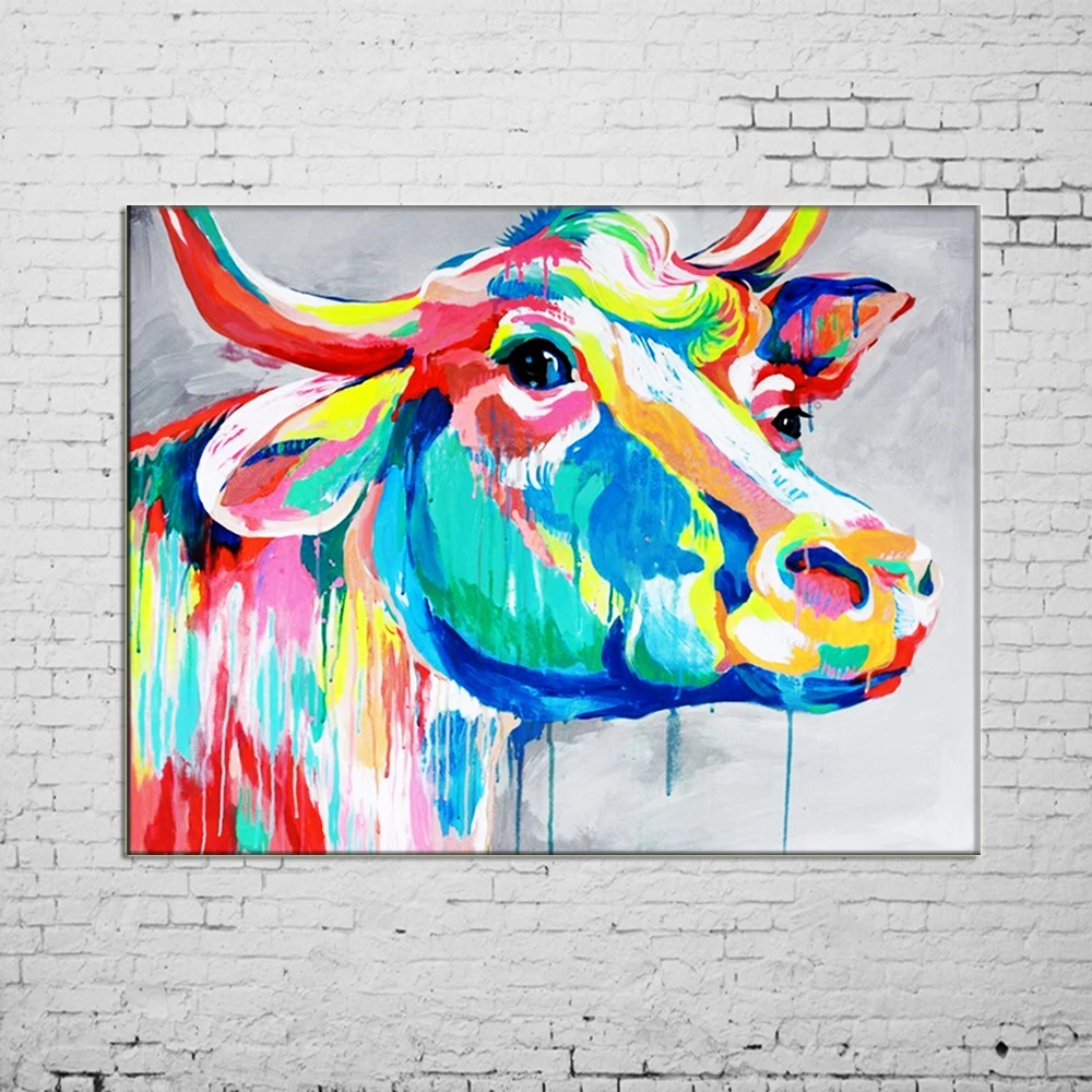 Красивые большие Картины Ручной Росписи Стены Цвет картина коровы холст