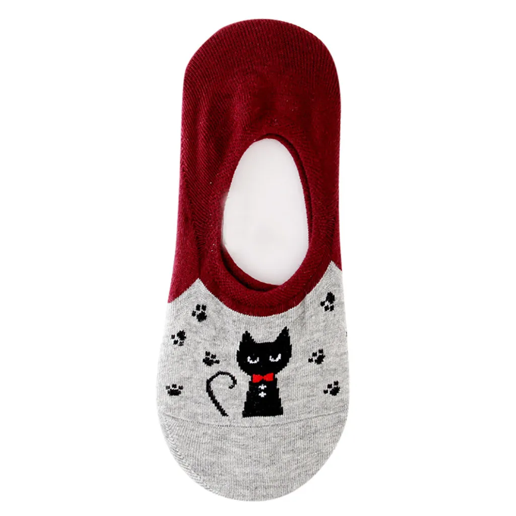 Модные хлопковые носки Kawaii Милые повседневные короткие с изображением котенка и