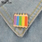 Цветные карандаши, эмалированная булавка, детство, симпатичный значок, нагрудный знак брошь, джинсовый воротник рубашки, Мультяшные украшения, подарок для детей, девочек, подруг