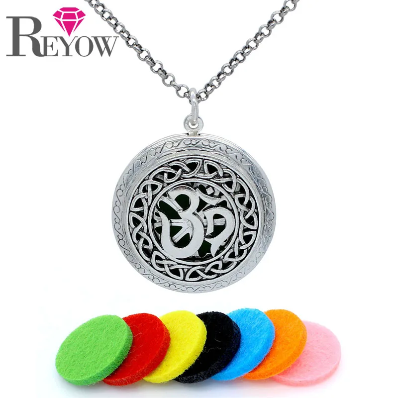 Antique Silver Moola Mantra 3D Pendant Hollow Flower Locket Essential Oil Diffuser Aromatherapy Jewelry Chain Necklace With 7Pad | Украшения
