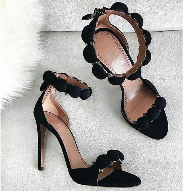 Босоножки KALMALL женские розовые из искусственной замши на высоком каблуке в