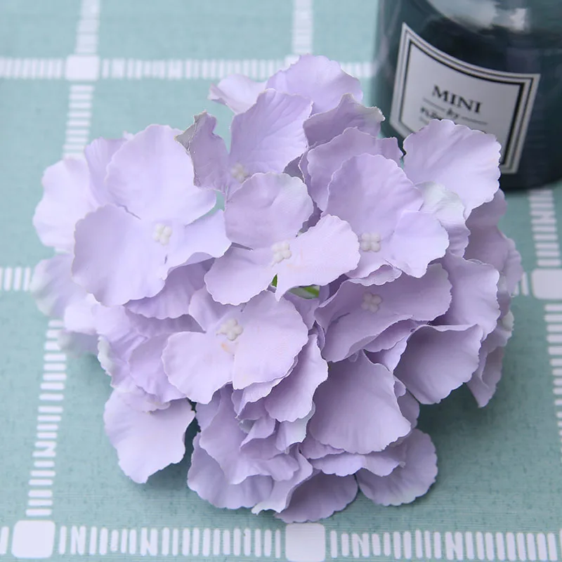 Purple 6 шт. диаметр 18 см Гортензия Цветок голова искусственный цветок Свадебный дом ручной работы DIY декоративный цветок стены - Цвет: Purple