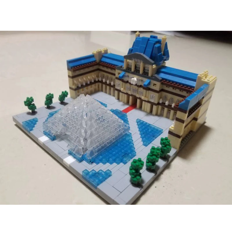 YZ 054 World Famous Architecture Paris Louvre Museum 3D Model Mini Diamond Micro Building Nano Blocks Bricks Assembly Toy Gift | Игрушки и