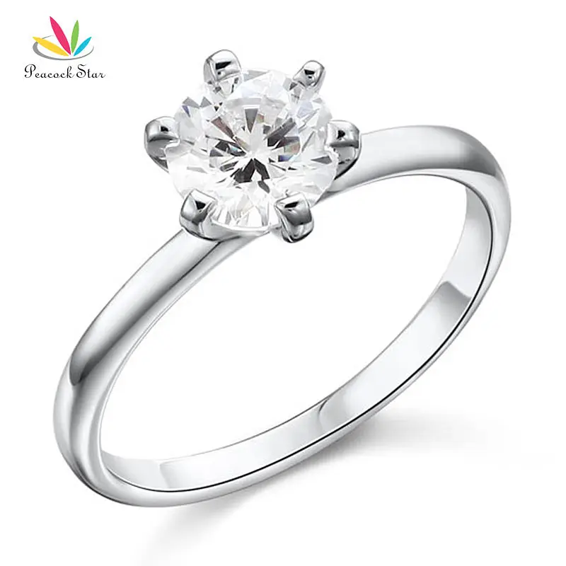 Павлин звезды Свадебные Обручение стерлингового Solid 925 Серебряное кольцо 1 Ct
