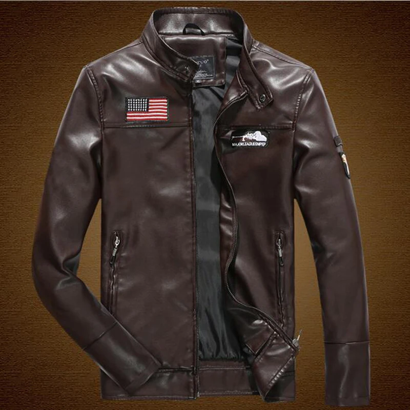 Новинка Осень-зима 2016 Мужская модная повседневная кожаная мужская куртка с