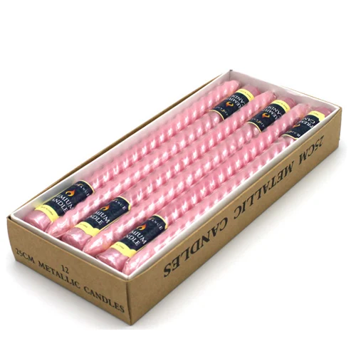 Pink 12 шт. 25 см Европейский стиль золотой и серебряный цвета покрытые свечи покрытые спиральные свечи Свадебные украшения дома - Цвет: Pink