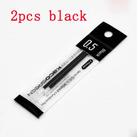 2pcs black ink Оригинальные Xiaomi KACO 4 в 1 многофункциональные ручки 0,5 мм черный синий красный стержень сменный гелевый карандаш механический карандаш японские чернила для офиса и школы - Цвет: 2pcs black ink