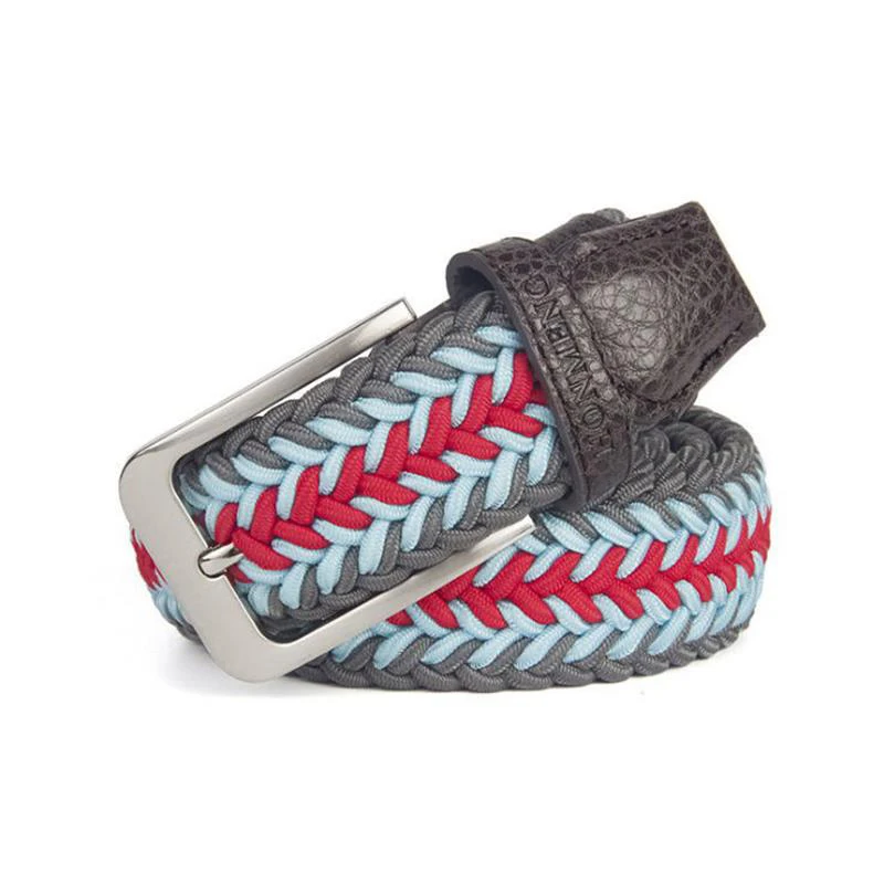 Мужской и Женский тканевый ремень SupSindy тканый роскошный с металлической пряжкой