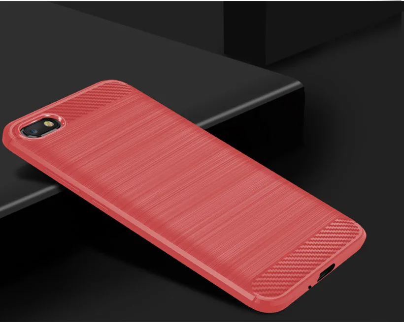 Чехол из углеродного волокна для Honor 7A 5,45 дюйма, чехол для телефона с полной защитой, чехол для телефона huawei Y5 Honor 7 A DUA-L22, гибкий бампер - Цвет: Красный