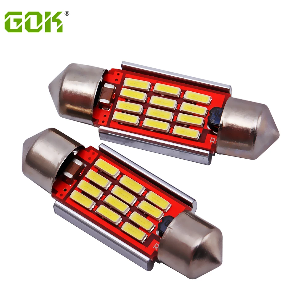 50 шт./лот светодиодная гирлянда 36 мм 39 41 купольная лампа 12SMD 4014 CANBUS для салона