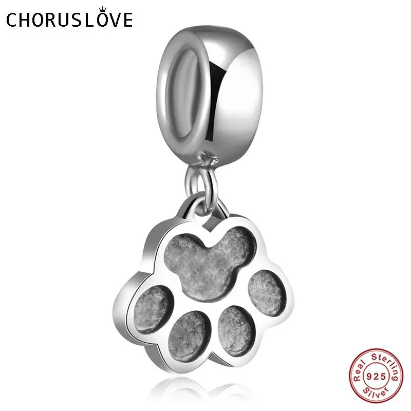 Choruslove оригинал серебро 925 пробы щенок собака кулон с печатью лапы бусы Подходит