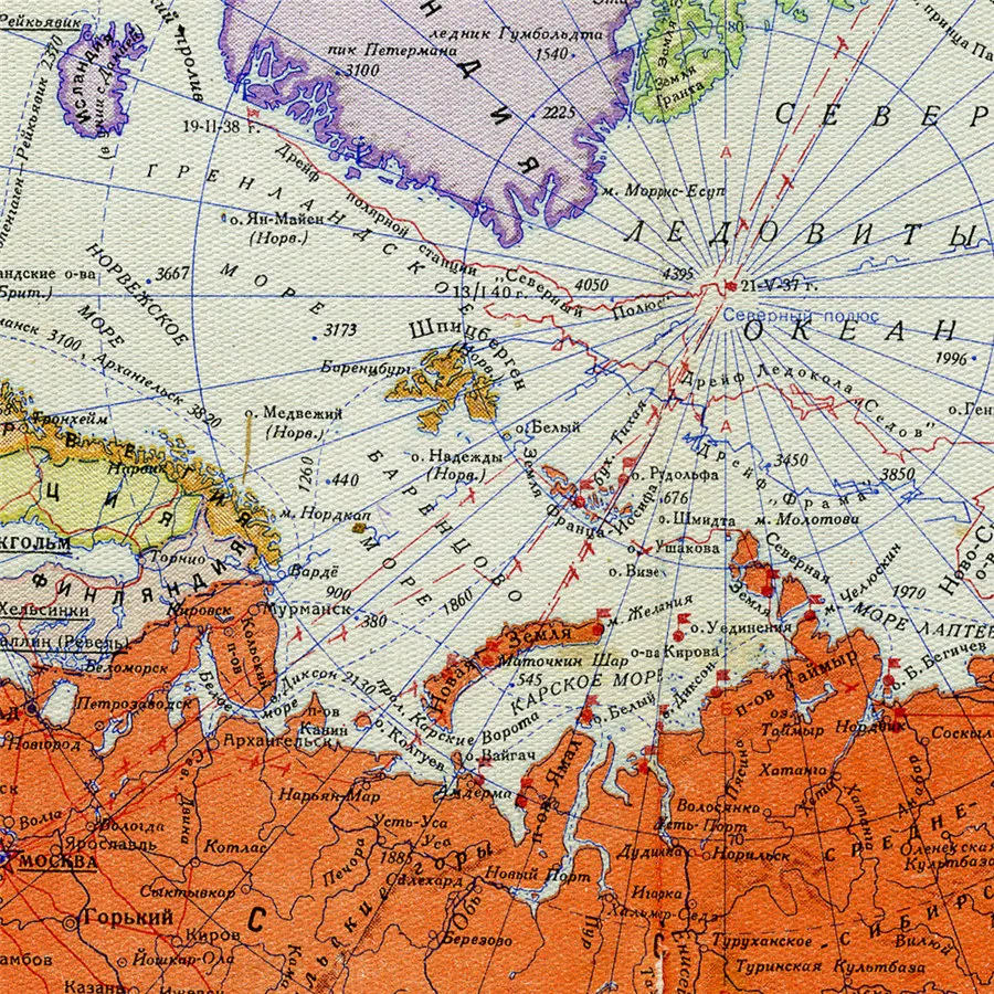 Arctic Map обновленная и актуальная Настенная карта постер классический холст