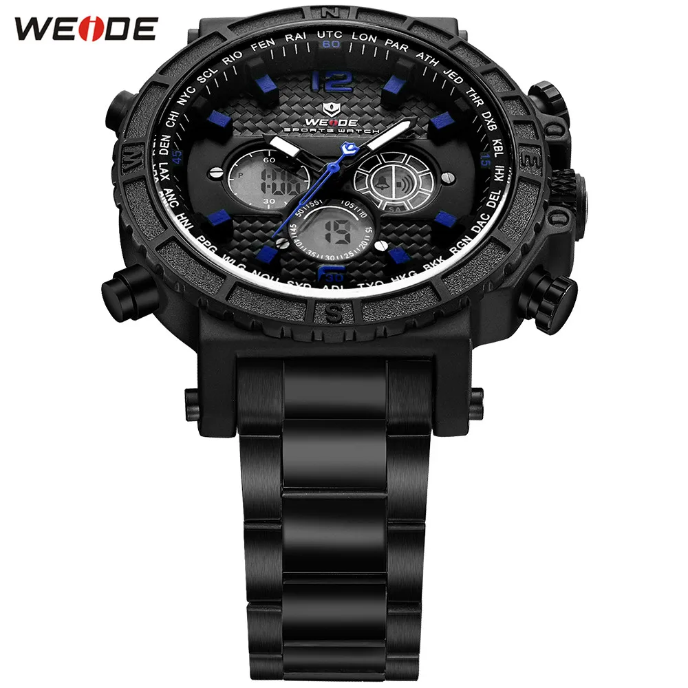 Модные Повседневные WEIDE LED функциональные часы спортивные мужские Цифровые