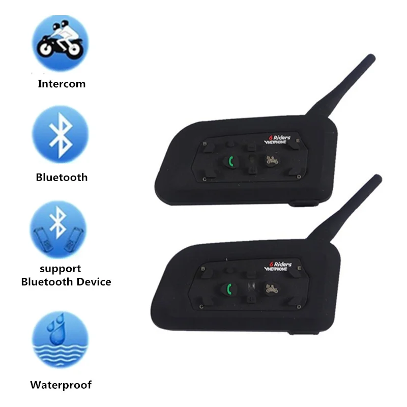 Bluetooth гарнитура для мотоциклетного шлема 6 динамиков 1200 м|bt interphone v6|interphone v6bt |