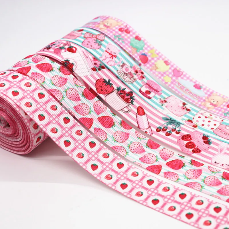 10 ярдов Grosgrain лента клубника торт печатная лента " 25 мм пробки для бутылок DIY ремесла аксессуары ручной работы M19062601