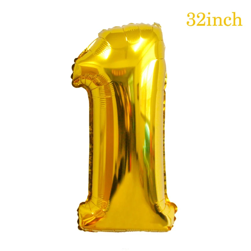Gold 1 32 дюймов золотое серебряное число фольги Воздушные шары цифры для дня рождения, свадьбы украшения шар в форме буквы события вечерние поставки - Цвет: Gold 1
