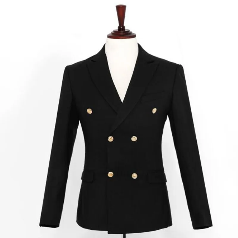 Новый дизайн мужские костюмы пиджак Одноцветный двубортный свадебный смокинг