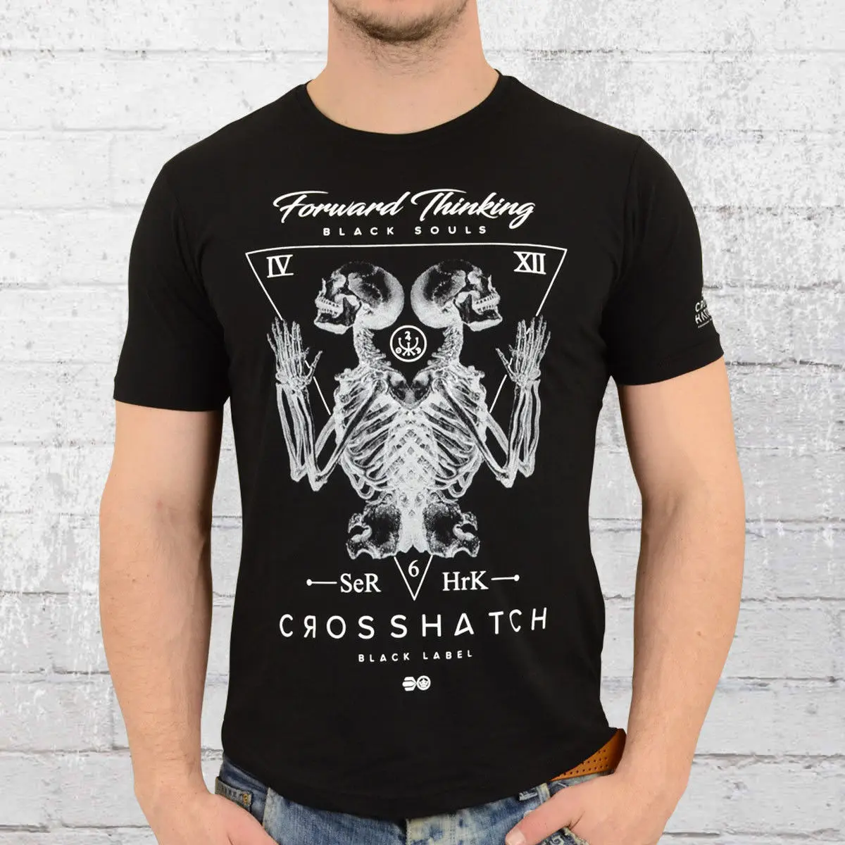 Перекрестный люк myanner футболка Bones Tee schwarz Herren Bonestee Crosshatch | Мужская одежда