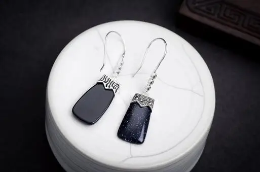 

Lady's HOT SELL Fashion 925 Silver Blue stone hook Earrings Brincos Ohrringe Sterling Silver Jewelry Earring