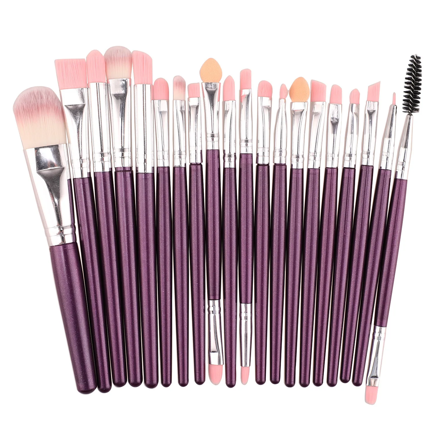 Purple-Silver VERONNI 20 шт. кисти для макияжа Набор теней для век основа для макияжа пудра подводка для глаз ресницы Косметика Красота Макияж Кисти Профессиональный инструмент - Handle Color: Purple-Silver