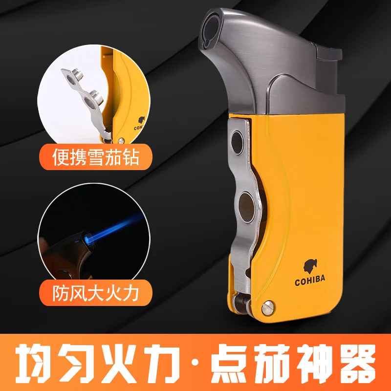 

COHIBA гаджет Высокое качество Tirbo Зажигалка красивая металлическая ветрозащитфонарь струйное Пламя зажигалка для сигарет