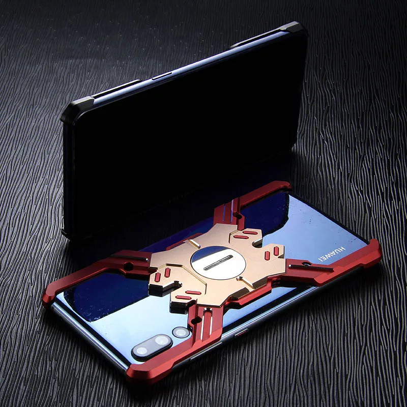 Для huawei P20 Pro Чехол панцири Тяжелая пыль металлический алюминиевый с ЧПУ Защита Скелет Голова Чехол для телефона кронштейн - Цвет: red Gold