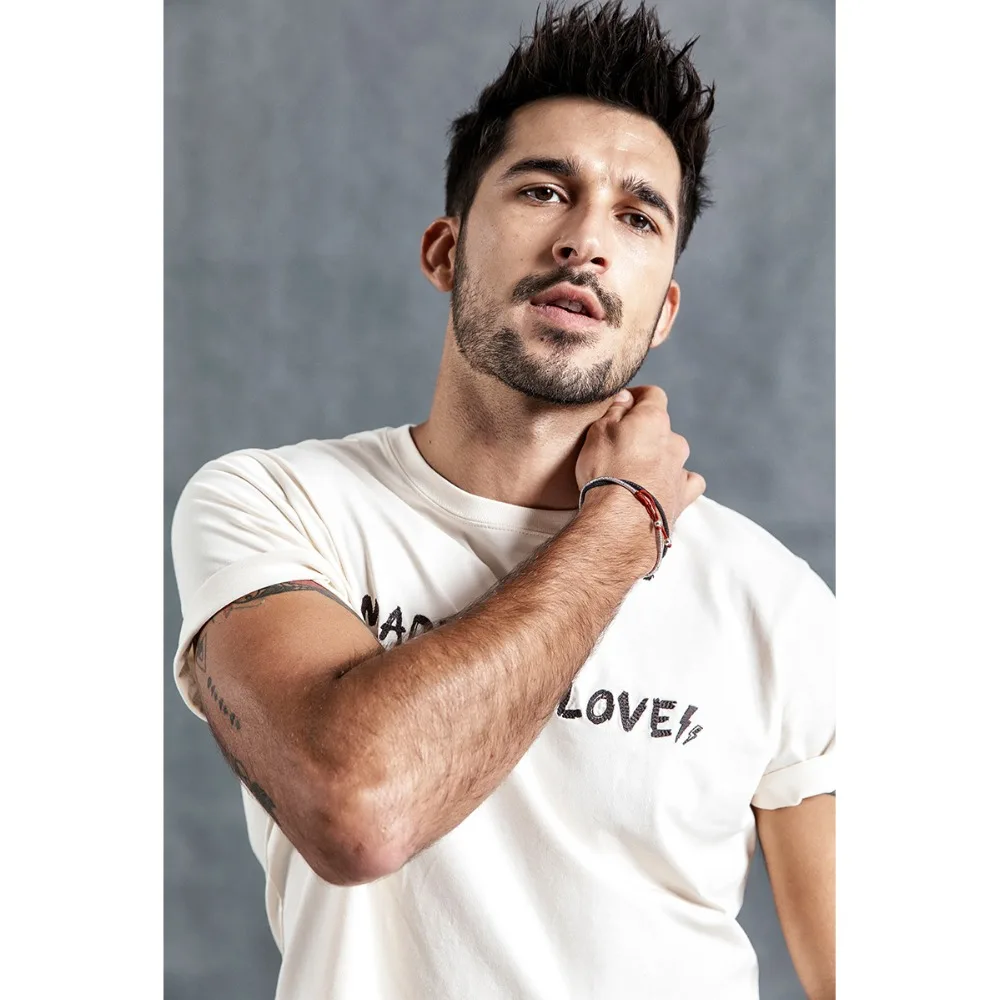 Мужская футболка SIMWOOD летняя повседневная с круглым вырезом и вышивкой футболки