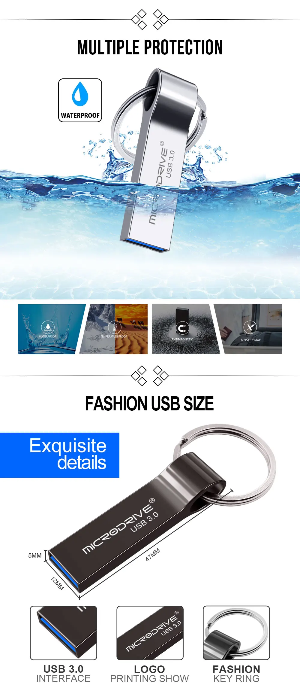 USB3.0 флеш-накопитель 128 Гб 64 ГБ 32 ГБ высокоскоростной металлический водонепроницаемый флеш-накопитель 16 ГБ 8 ГБ реальная емкость логотип на заказ