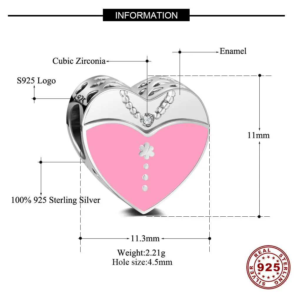 Модные бусины любовь амулеты 2 цвета с аутентичным стерлингового серебра 925 пробы