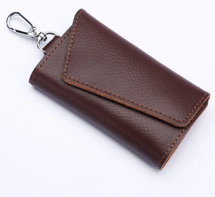 DARK BROWN Сумки для ключей из воловьей кожи для женщин и мужчин, держатель из натуральной кожи, брелок для ключей, чехол для ключей унисекс, сумка для ключей, ключница DY03 - Цвет: DARK BROWN