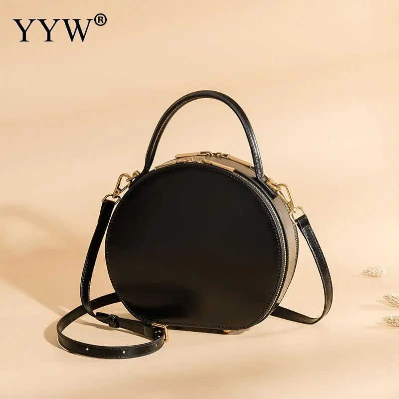 Женская сумка-мессенджер круглая из натуральной кожи | Багаж и сумки