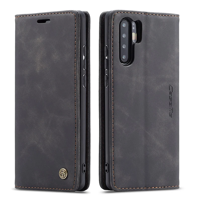 Black Кожаный чехол-кошелек для huawei P30 Pro, чехлы с магнитными картами, визитница, флип-чехол для P30 Lite Enjoy 7 s, чехол-подставка - Цвет: Black
