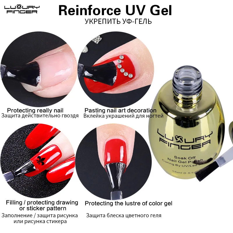 Reinforced UV Gel Роскошный палец 1 шт. прозрачное Янтарное стекло УФ гель лак для ногтей DIY Arylic дизайн для дизайна ногтей эффект затенения - Цвет: Reinforced UV Gel