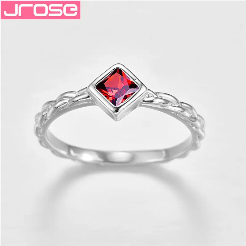 JROSE обручальные кольца для женщин влюбленные классические микро вставки красный