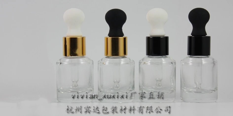 15ml clear Glass Essential Oil Bottle With aluminum dropper cap.the bottom of bottle is thick,Essential Oil Container