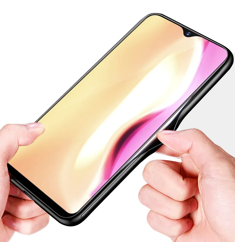 ДЛЯ Vivo Y91c чехол Y91i PC Пластиковый стеклянный чехол для телефона черный ТПУ бампер чехол для Vivo Y91i Vivo Y91c закаленное стекло Жесткий Чехол