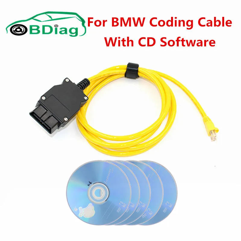 С компакт диске программное обеспечение новые Ethernet to OBD для BMW серии F кабель ENET E SYS