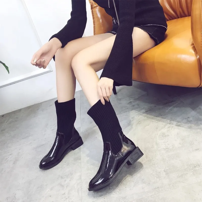 Женские зимние ботинки коллекция 2018 года женская обувь из искусственной кожи