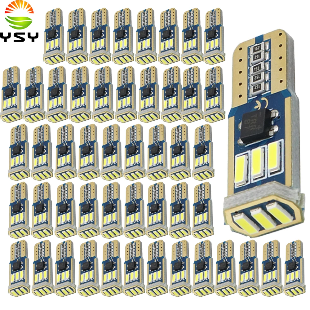 YSY 50 шт T10 W5W светодиод шина может свет белый без ошибки 4014 9 SMD лампы автомобиля