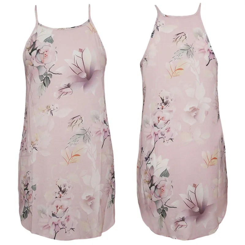 Женское летнее платье без рукавов с цветочным принтом SEBOWEL Повседневное на
