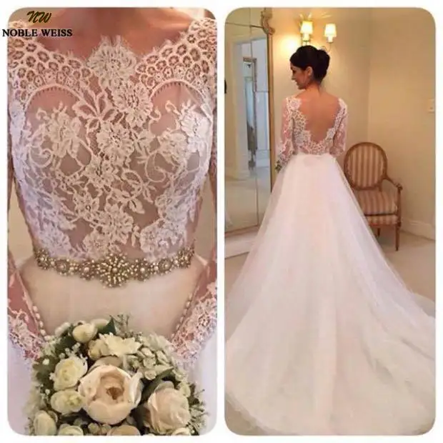 

Plus Size Boho Wedding Dress 2020 Long Sleeve Vintage Vestido De Noiva Lace Tulle Backless Sexy Beaded Bridal Gown Size 18