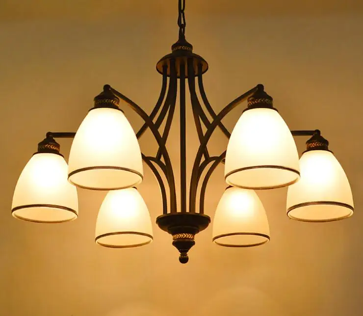 Современные железные стеклянные затеняющие люстры в стиле арт-деко лампы E27 110 В