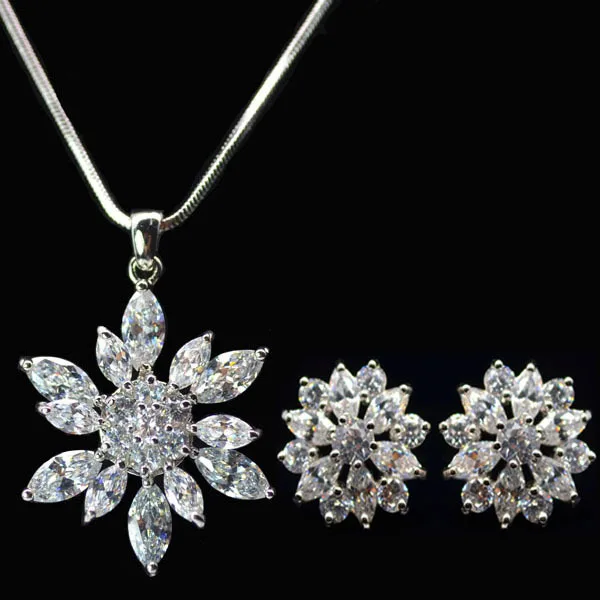 2 цвета Новое поступление Модный женский цветок AAA кубический цирконий комплект