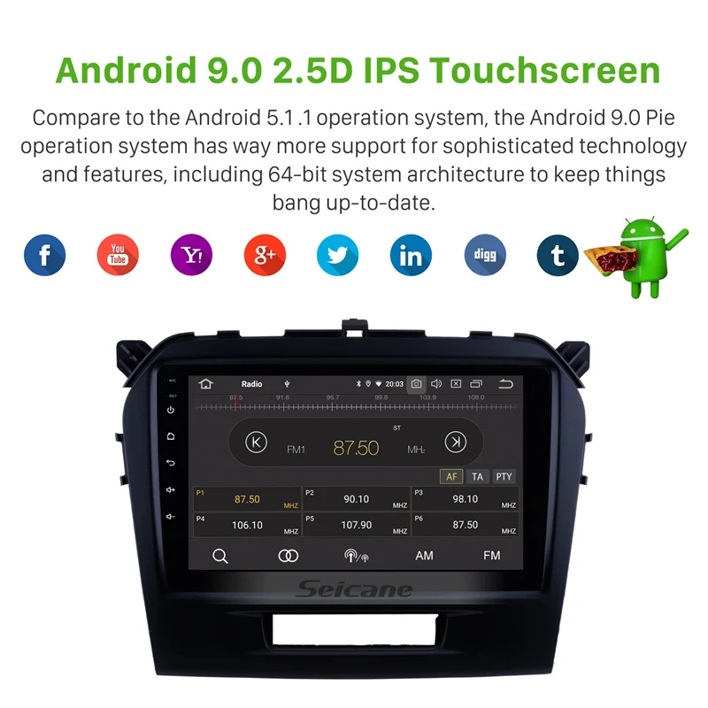 Seicane Android 10 0 9 дюймов Автомобильный Радио dvd плеер для 2015 2016 Suzuki Vitara GPS навигация