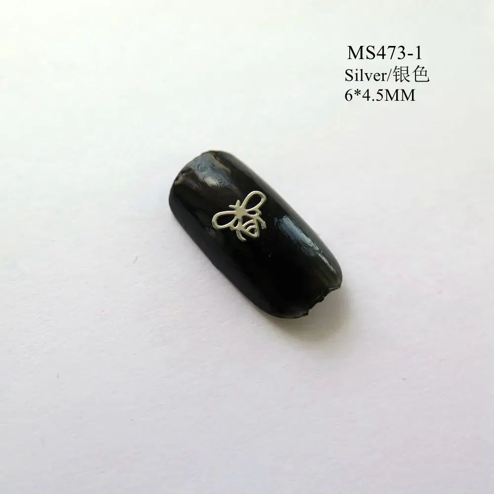MS473-1 Silver Прибл. 1000 шт./пакет серебро/золото пчелы птицы Кошка Китти ананас-клей мягкий металл Стикеры ногтей Книги по искусству деко - Цвет: MS473-1 Silver