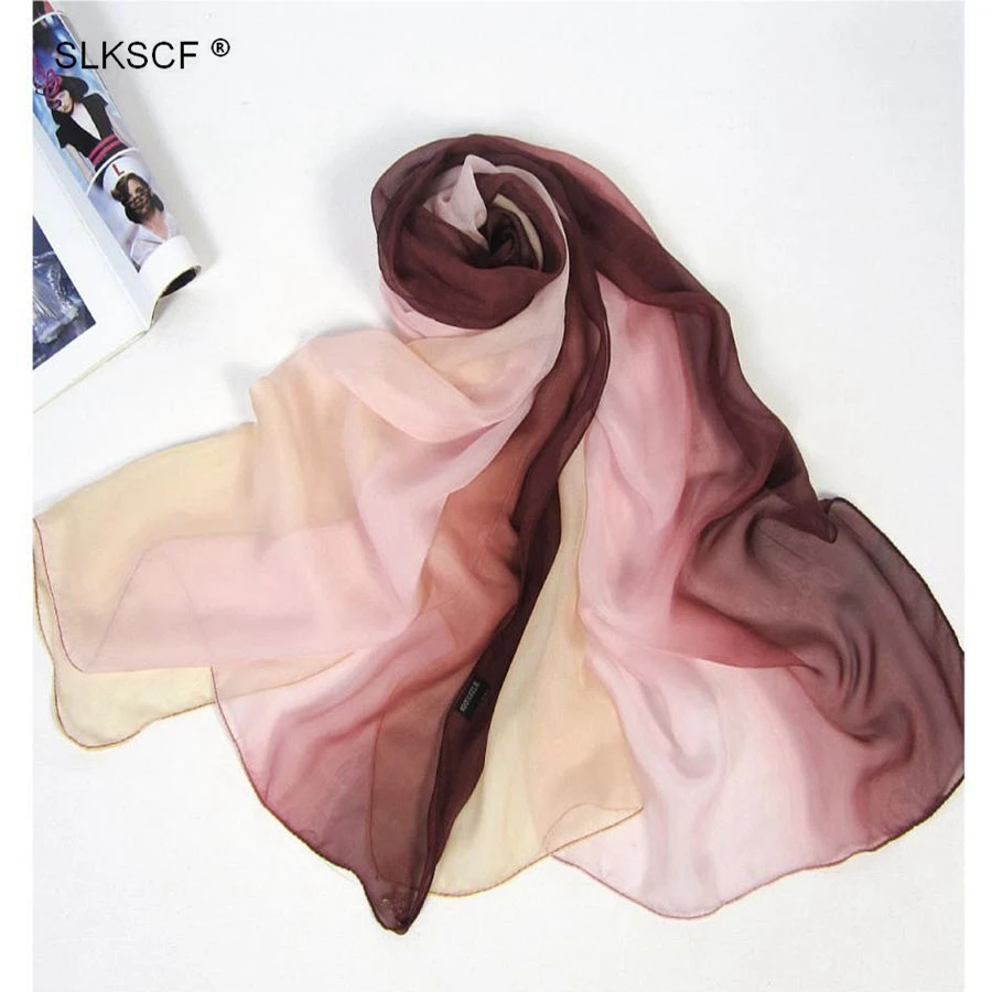 [SLKSCF] 180X68CM Модный кулон 100% шелк солнцезащитный шарф для sprimg Лето реальные