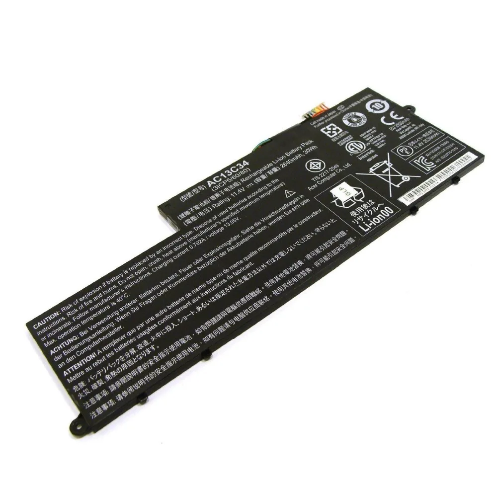 Ac13c34 аккумулятор для acer aspire v5 122p series 3icp5/60/80 kt.00303.005 11.4 В 2640 мАч 30wh|battery for aspire|battery